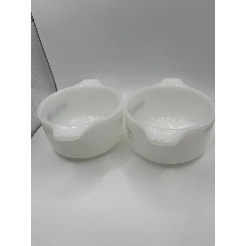Set of 2‎ Vintage Dynaware Pyr-o-rex Brown  and White Flower Ramekins, Soup Dish